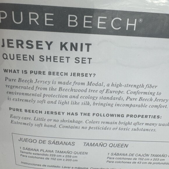 Pure Beech Jersey Knit Sheet Set QUEEN 100% Modal Lilac Soft 4 Piece Set NEW - Picture 6 of 11